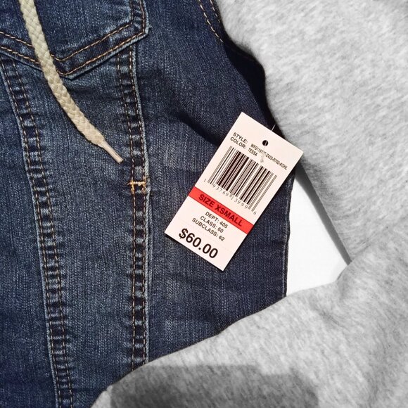 Wallflower Dreamer Tessa Denim Hoodie Trucker Jacket Blue Grey Size XS - Picture 7 of 10